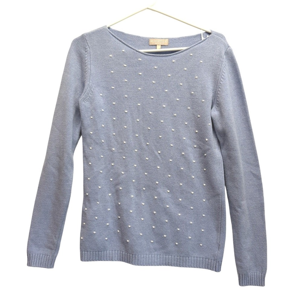 Benedetta B Sweater 3D Polka Dot Embellished Merino Cashmere S Blue Women